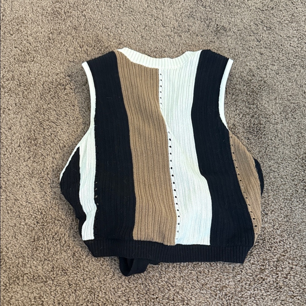Vici Black, Brown + White Stripe Pant Set - Picture 2 of 7